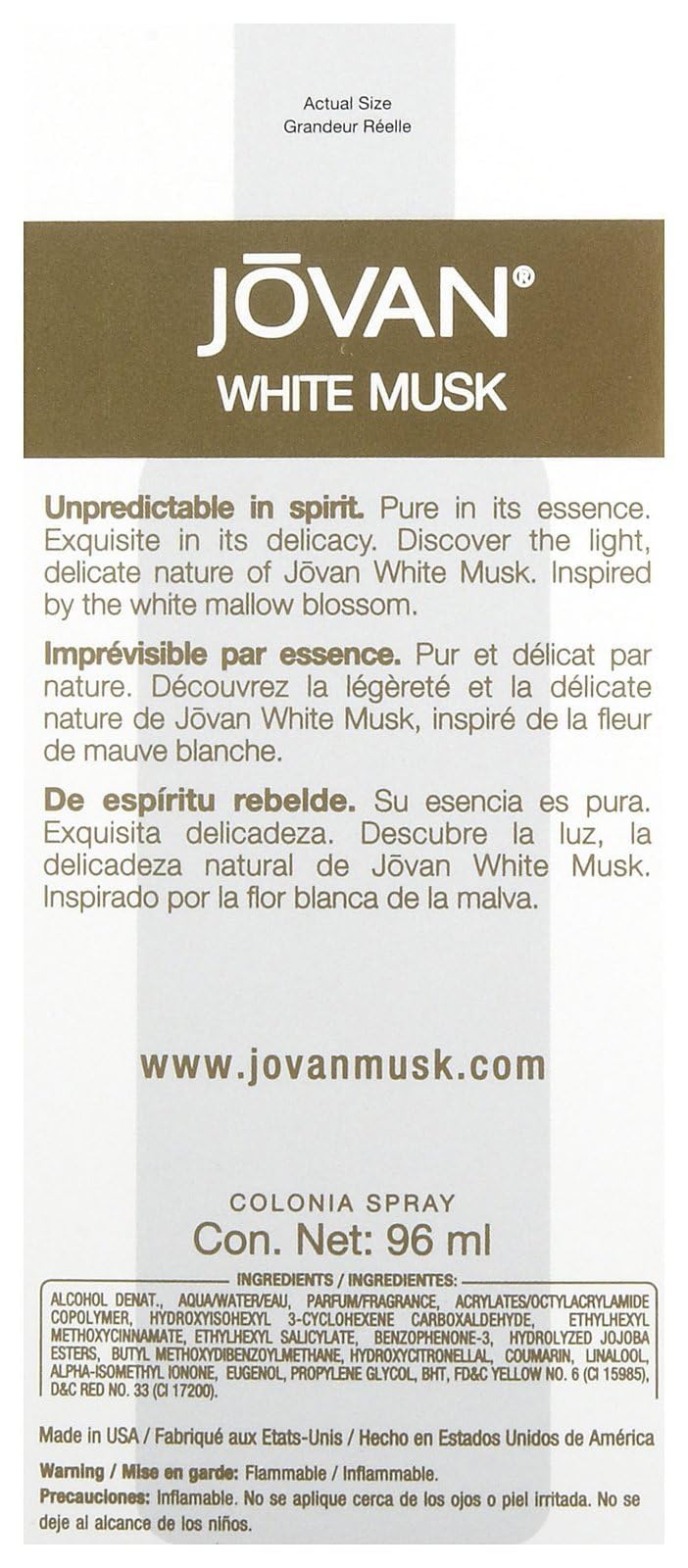 JOVAN MUSK WHITE 3.3 EDC WOMEN
