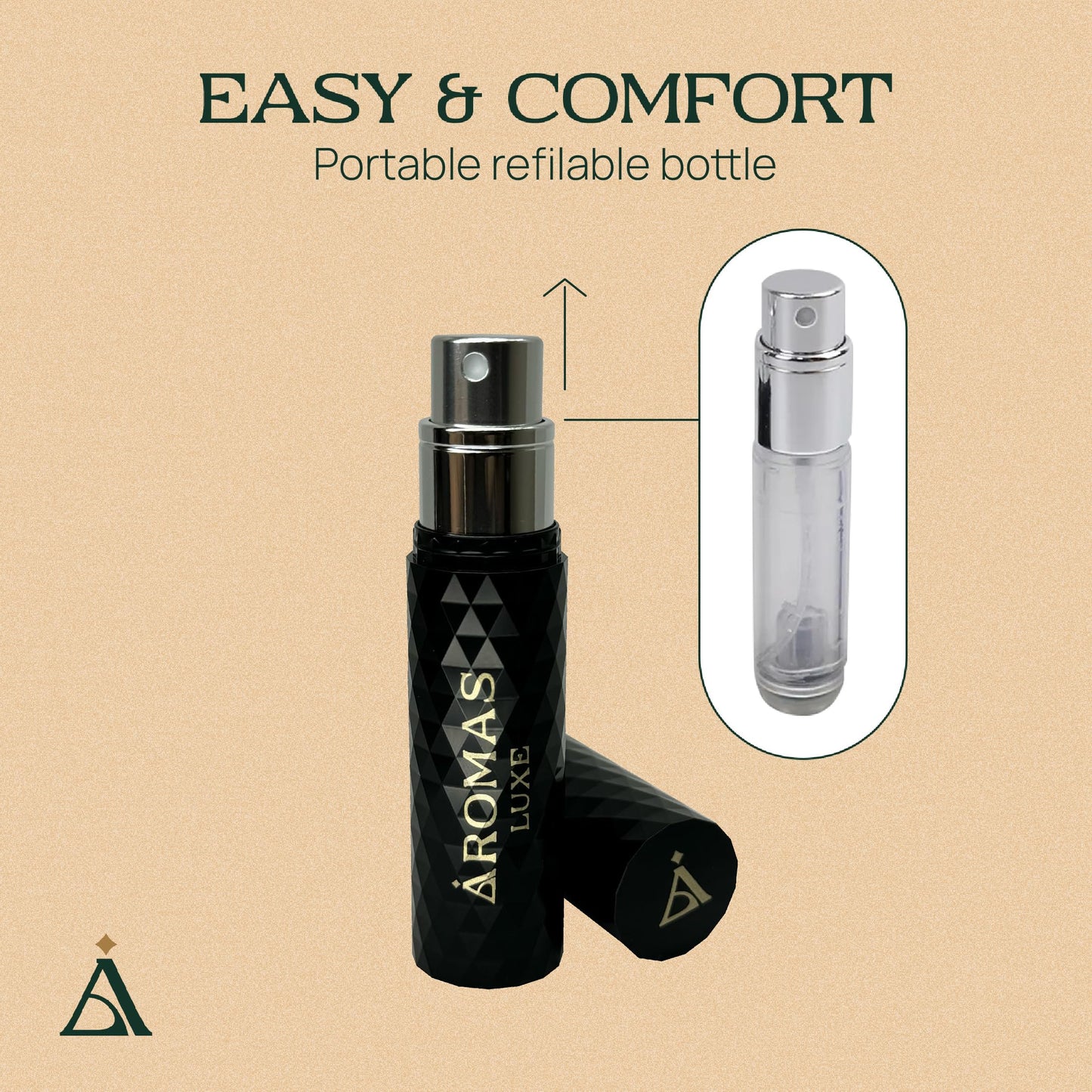 AROMAS LUXE EMPTY ATOMIZER REFILLABLE DECANT 5 ML - BLACK