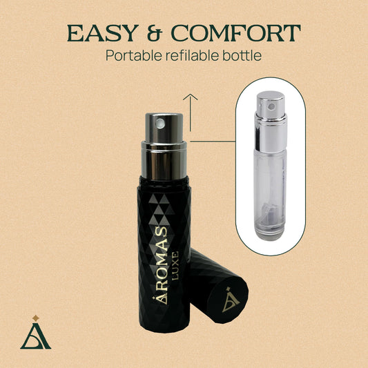 AROMAS LUXE EMPTY ATOMIZER REFILLABLE DECANT 5 ML - BLACK