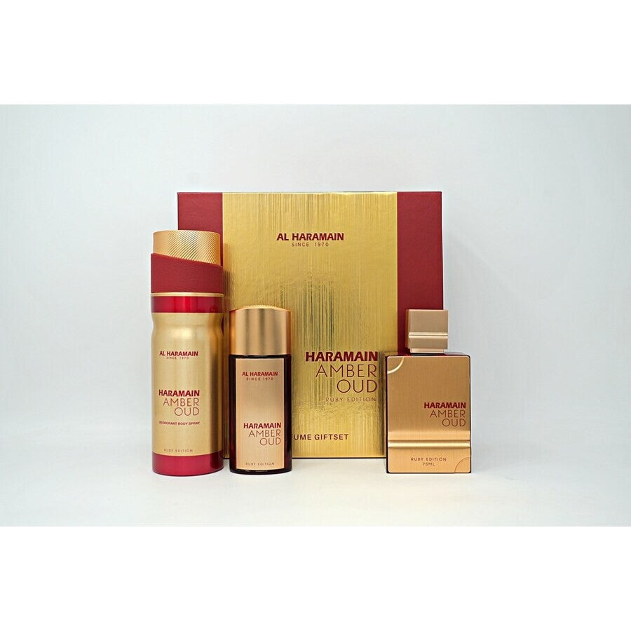 AL HARAMAIN AMBER OUD RUBY(U)(H/B)(LI FREE)3PC SET(2.5oz edp sp,1.0oz edp sp,6.6oz Body Sp)