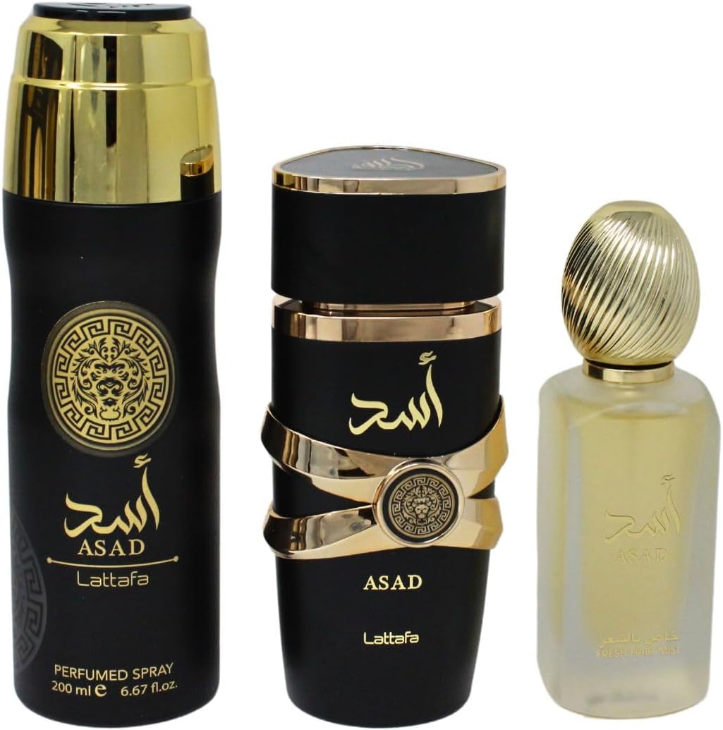LATTAFA ASAD 3.4 EDP MEN + 1.7 HAIR MIST+ 6.7 BODY SPRAY