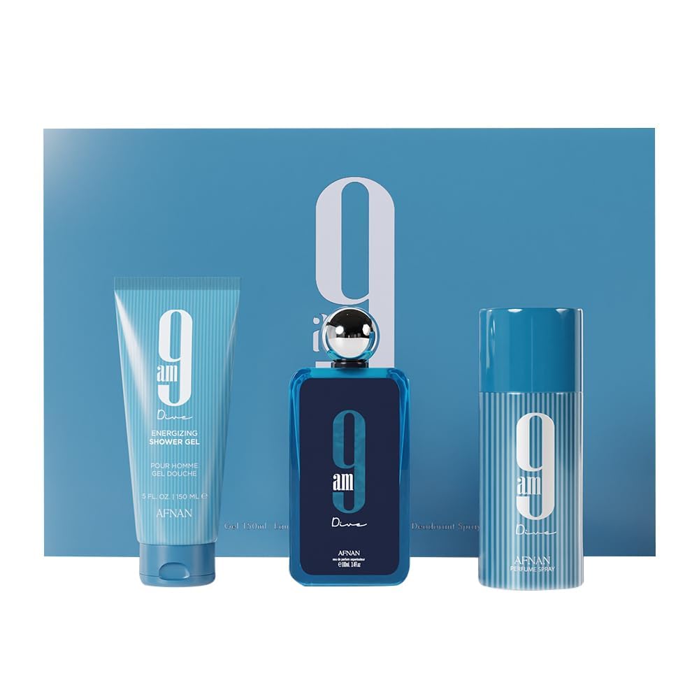 AFNAN 9AM DIVE 3.4 EDP MEN + 5.0 SG+ 5.0 DEO SPRAY