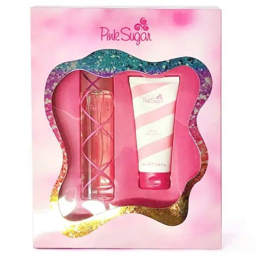 PINK SUGAR BY AQUALINA 3.4 EDT WOMEN + 3.4 S/G
