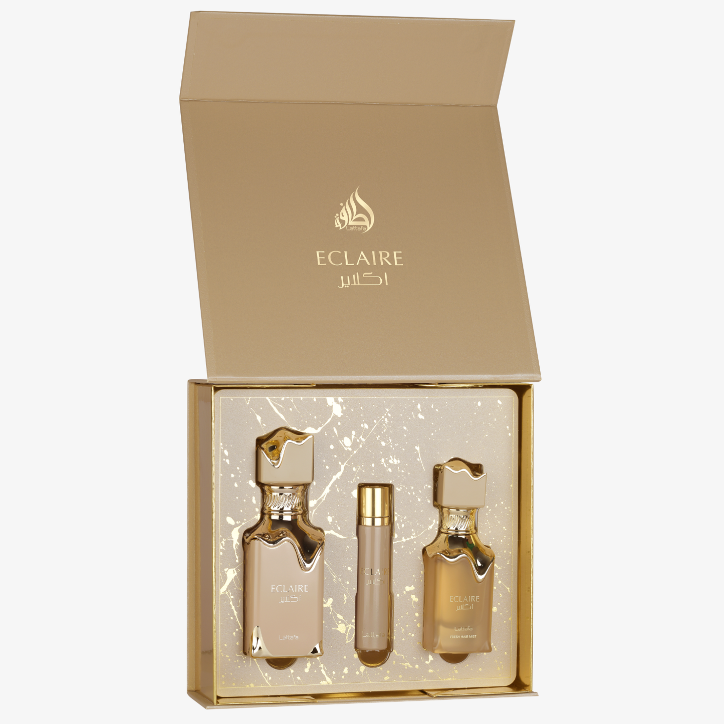 LATTAFA ECLAIRE 3 PCS GIFTSET WITH 100ML EDP + 12ML TRAVEL SPRAY + 50ML HAIRMIST WOMEN