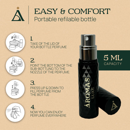 AROMAS LUXE EMPTY ATOMIZER REFILLABLE DECANT 5 ML - BLACK