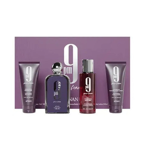 AFNAN 9PM 3.4 EDP WOMEN + 3.4 S/G + 3.4 BL + 5.0 BODY MIST