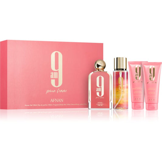 AFNAN 9AM 3.4 EDP WOMEN + 3.4 S/G + 5.0 B/M + 3.4 B/L