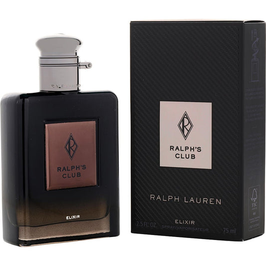 Ralph Lauren Club Elixir 2.5 oz Eau de Parfum for Men bottle with black gradient glass and matching box.