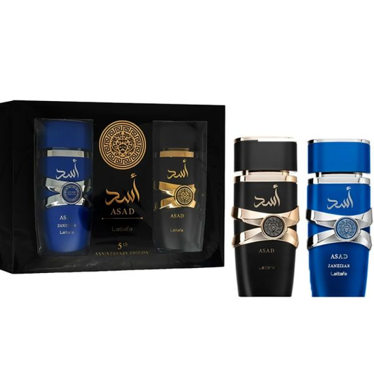 LATTAFA ASAD 5TH ANNIVERSARY 2 PCS GIFT SET ASAD AND ZANZIBAR