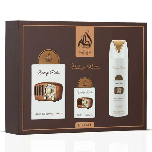 LATTAFA PRIDE VINTAGE RADIO 3 PCS GIFT SET WITH 100ML