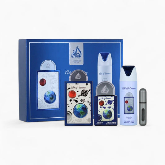LATTAFA ART OF UNIVERSE 3 PCS GIFT SET WITH 100ML EDP + 20ML EDP + 200ML PERFUMED SPRAY
