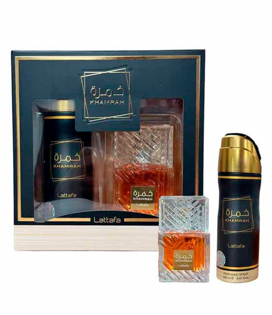 LATTAFA KHAMRAH 2 PCS GIFTSET WITH 100ML EDP + 200ML PERFUMED SPRAY