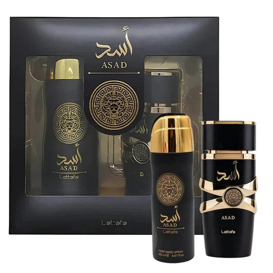 LATTAFA ASAD 2 PCS GIFT SET WITH 100ML EDP + 200ML PERFUMED SPRAY