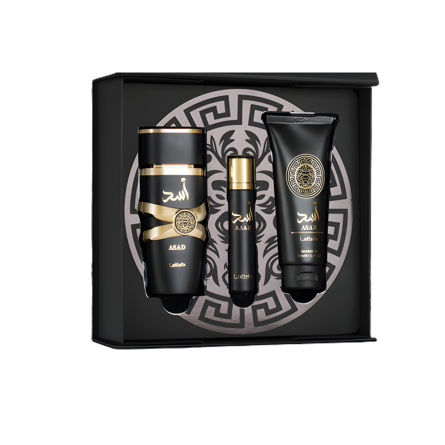 LATTAFA ASAD 3 PCS GIFTSET WITH 100ML EDP + 12ML TRAVEL SPRAY + 100ML SHOWER GEL