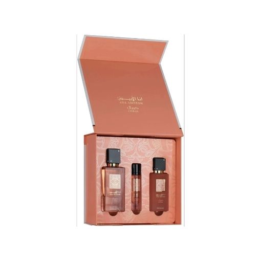 LATTAFA ANA ABIYEDH CORAL 3 PCS GIFTSET WITH 60ML EDP + 12ML TRAVEL SPRAY + HAIRMIST