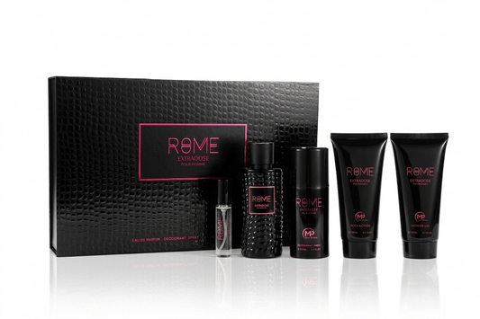 BHARARA ROME EXTRADOSE POUR HOMME EDP SET 5 PCS 5.0 OZ 5-piece men's fragrance gift set with bottle and tubes
