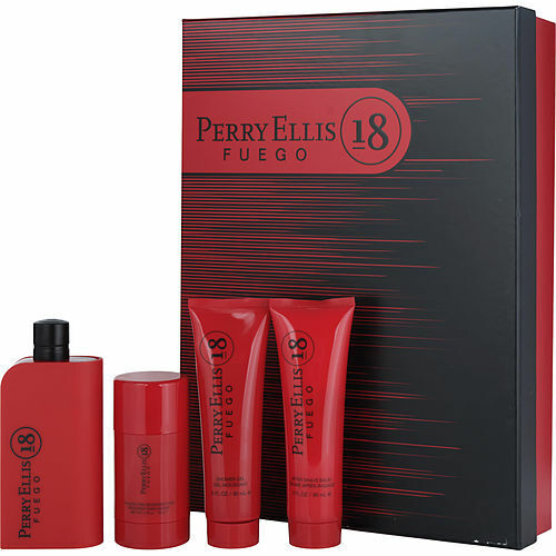 Perry Ellis 18 Fuego 3.4 oz Eau de Toilette 4 Piece Set for Men